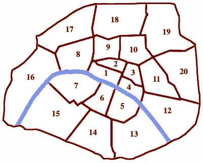 Click on an arrondissement for a list of pastry shops